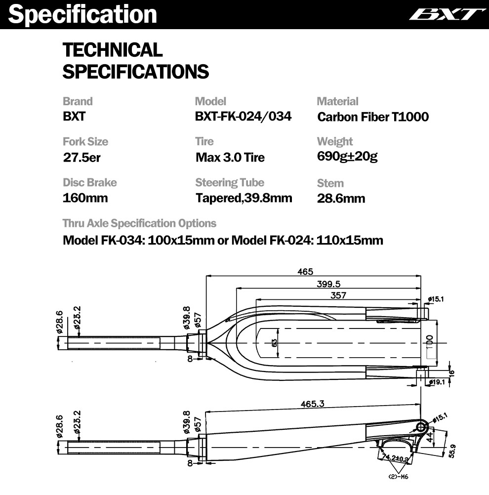 T1000 Carbon Fiber MTB Forks Mountain Bike Forks 275 Suitable 700C Tire