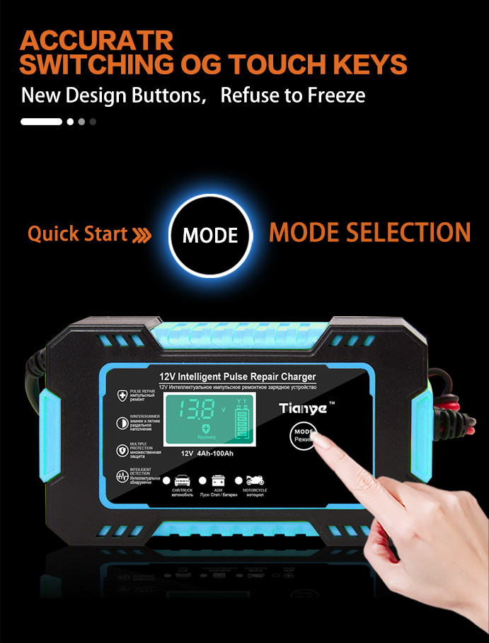 12V 24V AGM GEL Battery Intelligent Pulse Repair Charger Portable