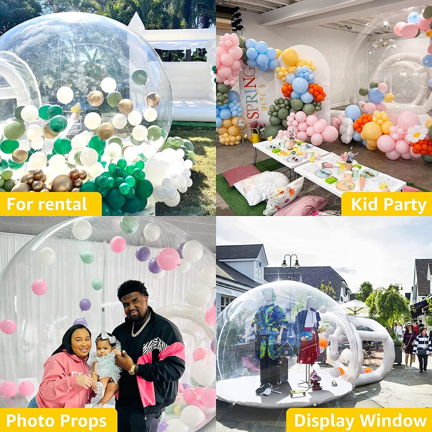 Outdoor Transparent bubble house with balloons Wedding Party bouncy bubble house