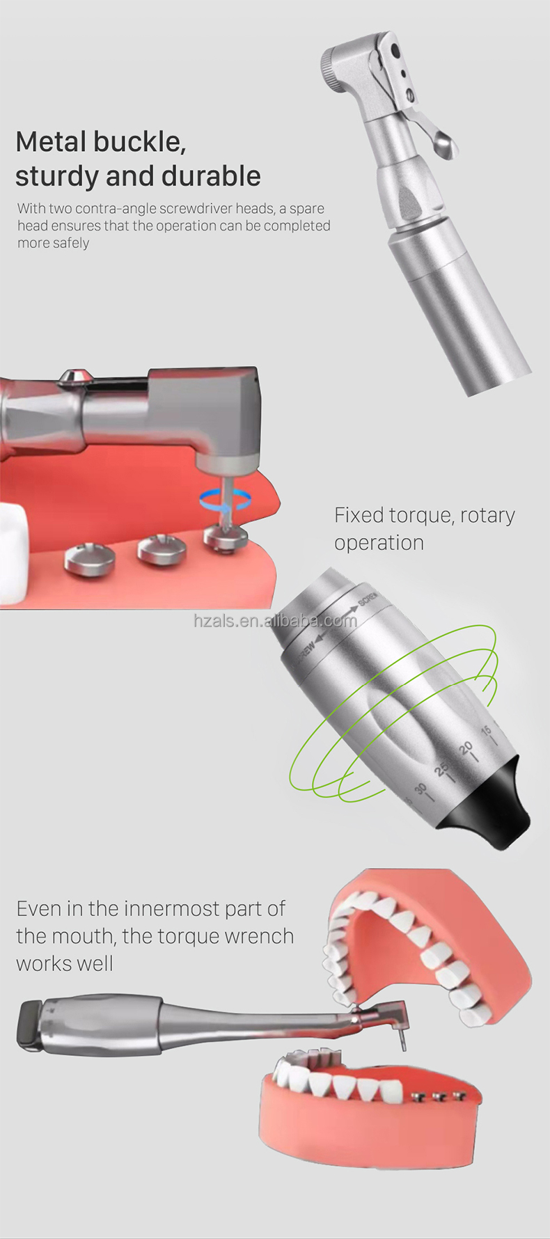 Universal Implant Torque Wrench Endo Motor Dental Handpiece Drivers Latch Head MFDS Approved