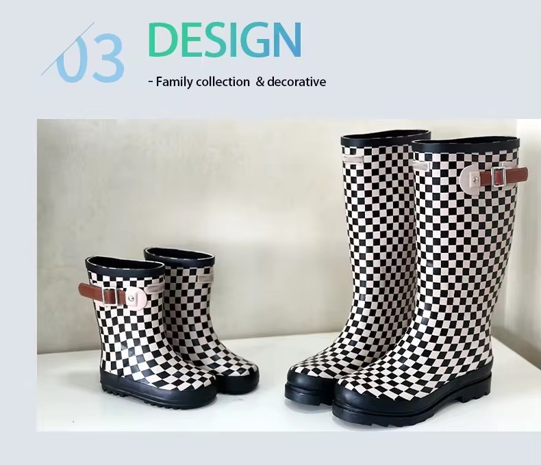 Custom Print Family Collection Gumboots Kids Mother 100% Waterproof Rubber Rain Boots For Children And Mum
