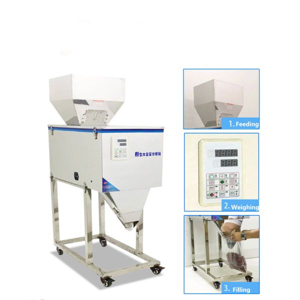 100-5000g Vibration Coffee Bean Tea Bag Sachet Powder Pouch Semi Automatic Packing Weighing Filling Machine