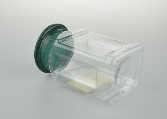 Green Lid Transparent Base Food Grade Material Mini Clear Pet Jars 410 Ml For Liquid
