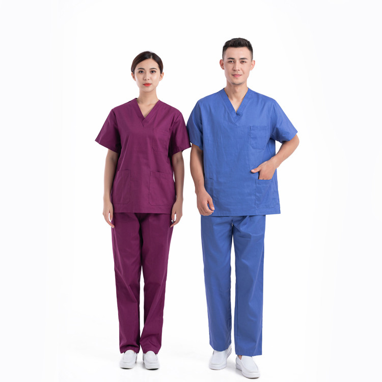 Polyester Hospital Scrub Suit Uniforms Short Sleeve Cotton Nursing Doctor