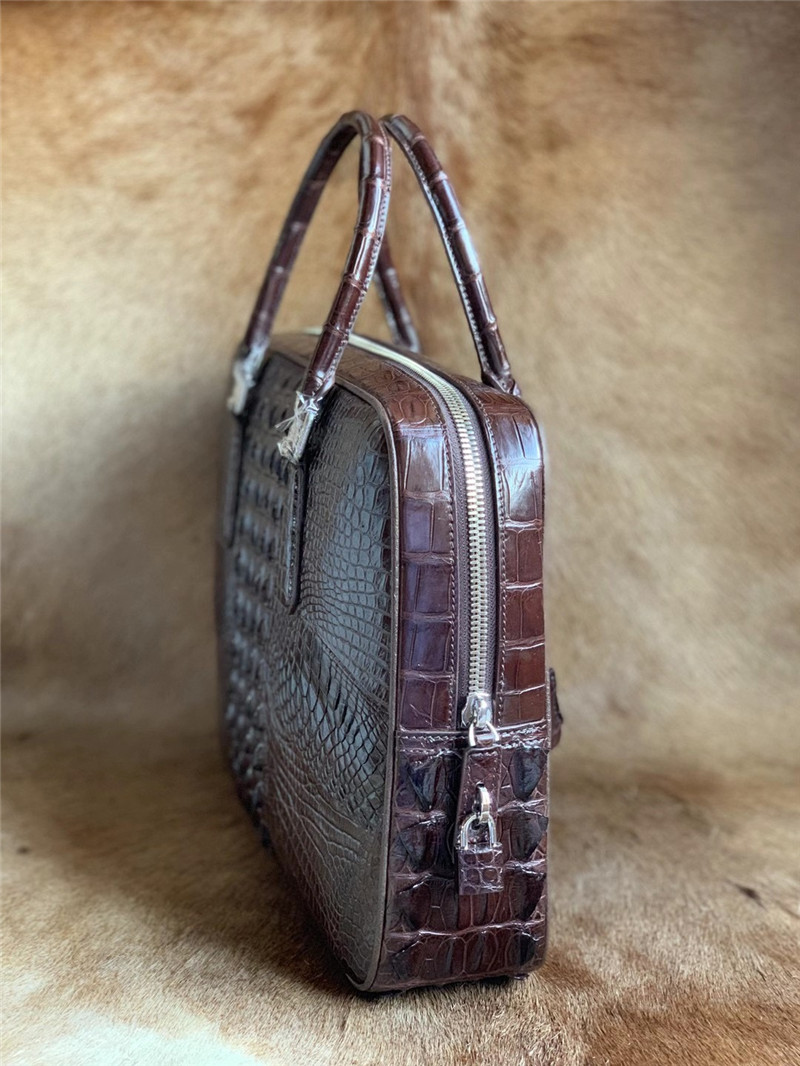 Alligator Leather Key Lock Closure Businessmen Laptop Briefcase Genuine Crocodile Skin Male Large Working Travel Handbag