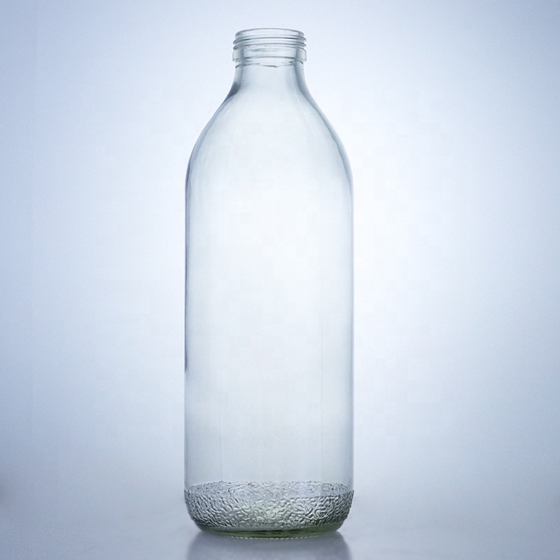 Clear 1020ml Glass Bottles with Screw Cap and Unique Shape