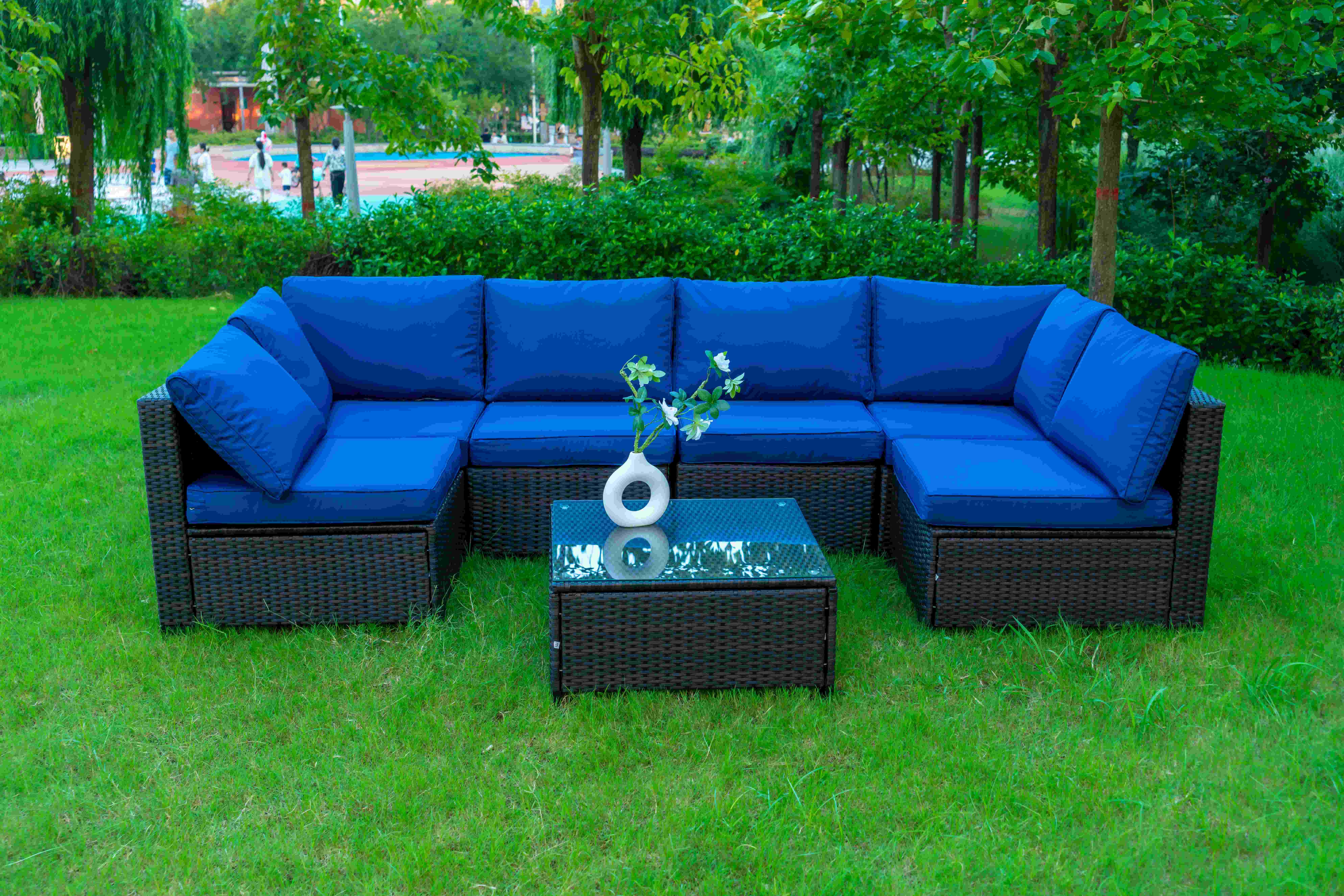 Garden Sofa Set Outdoor Furniture Steel Modern Sofa Dining Residential Multifunctional Plastic Rattan Patio Luxury