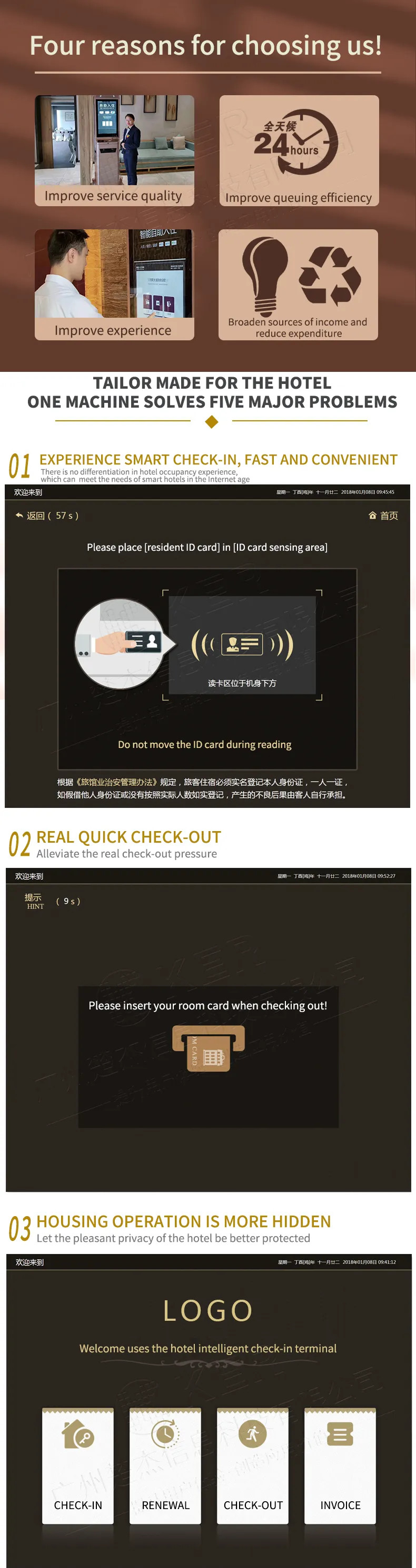 Hotel Self Service Check In And Check Out Terminal Self Service Terminal