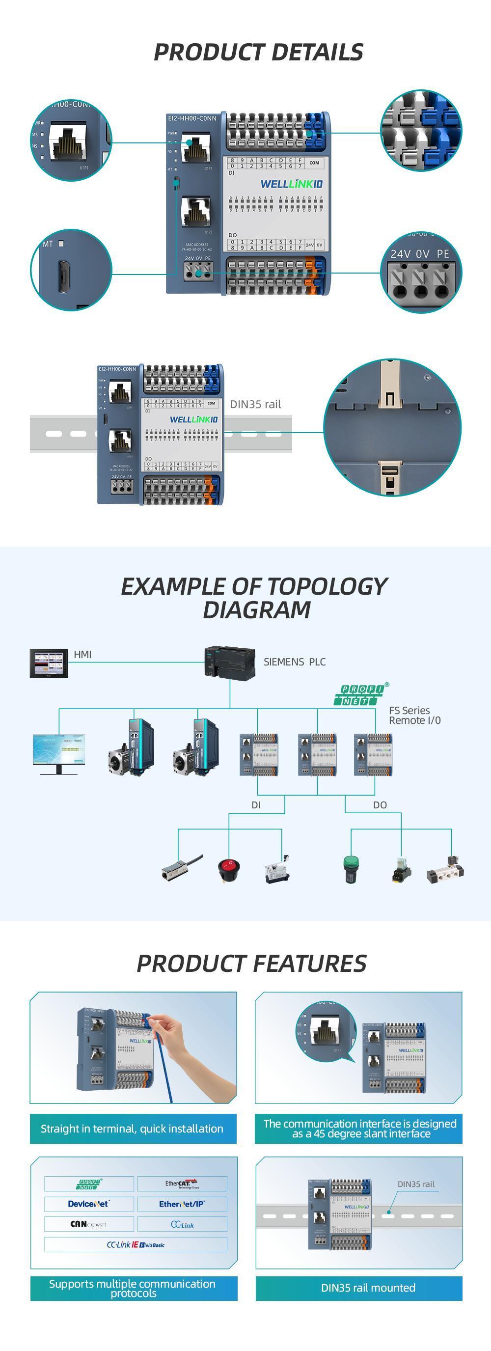 Canopen Ie Basic Io System Industrial Automation Fs Series Integrated I/O Ca-8800-C1nn Io Module