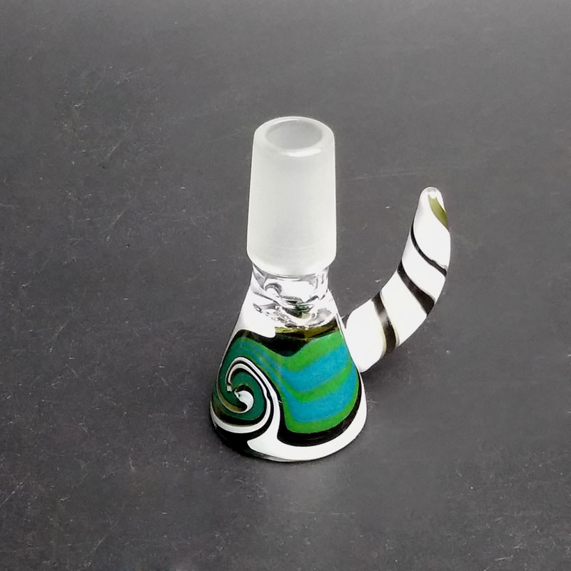 14mm Male Wig Wag tobacco glass bowls / glass smoking bowl with Handle
