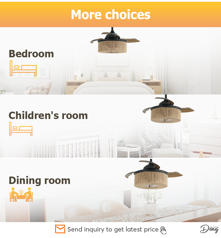 36 inch Small Size Ceiling Fan with Remote and Air Conditioning LED Lighting Function