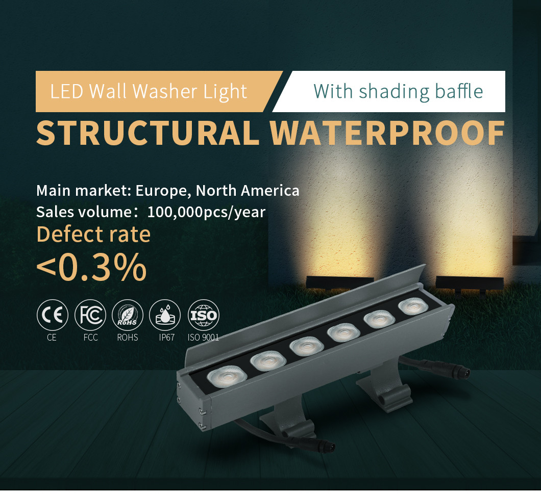 Hanging SMD2835 400LM Wall Wash Landscape Lighting DC24V IP67 6W