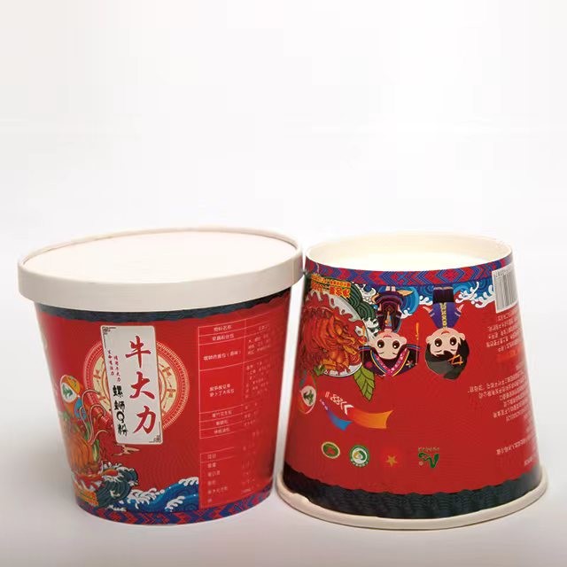 Takeaway Paper Noodle Bowl Fast Food Ramen Packaging Cup With Lid 1100ml
