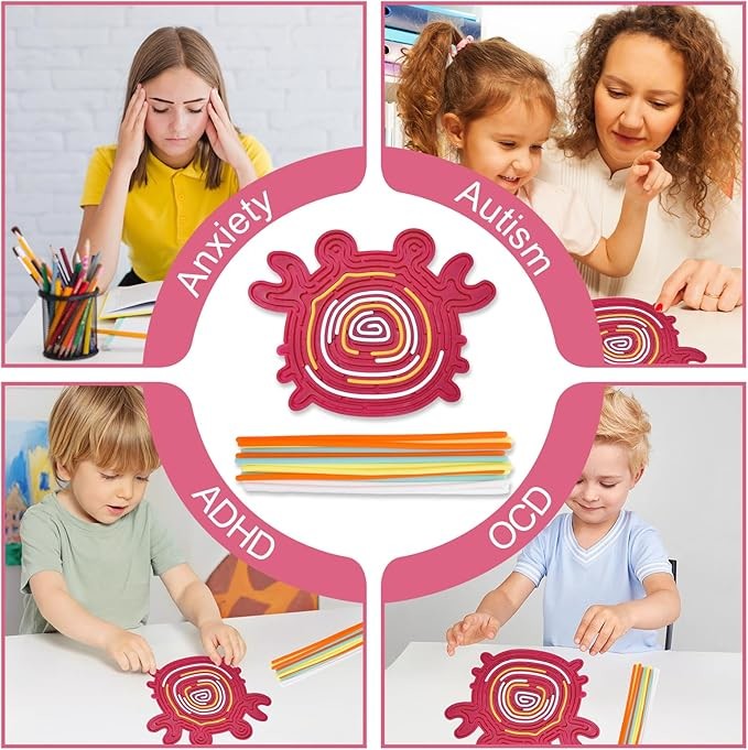 6 Colors Silicone Fidget Toy for Calming Focus and Stress Relief Sensory Activity Board