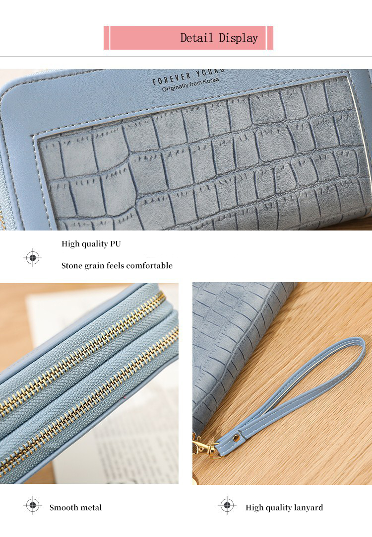Custom Logo Avaliable Fashion Pu Leather Multi-card Mobile Phone Charger Wallet for Women