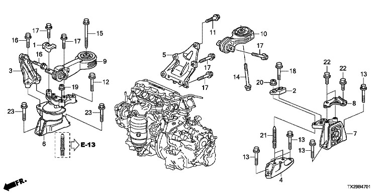 50820-SVA-A05 50890-SNA-A82 Transmission Mount 50880-SNA-A82 50850-SNA-A01 For Civic