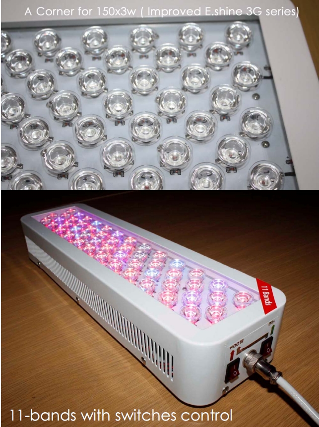 3G Diamond series LED grow light 11 bands 100x3W chips with lens switches for Veg & Bloom