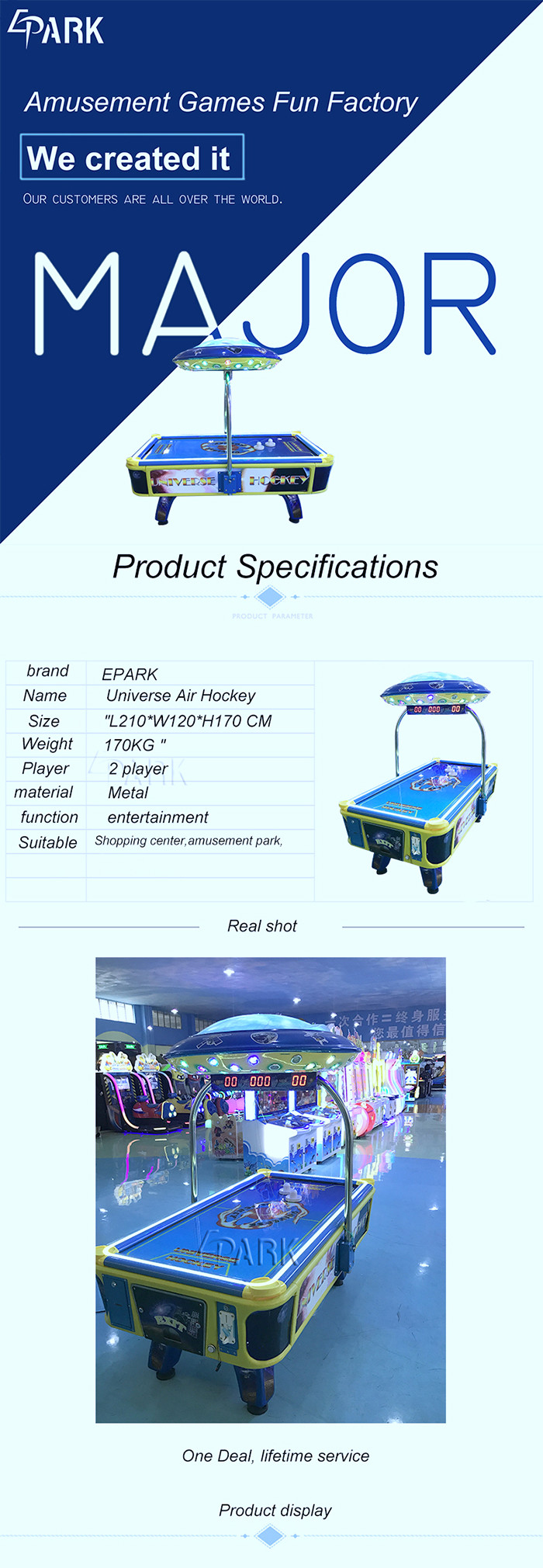 Air Hockey Musical Universe Redemption Sport Arcade Game Machine For Children / Kids