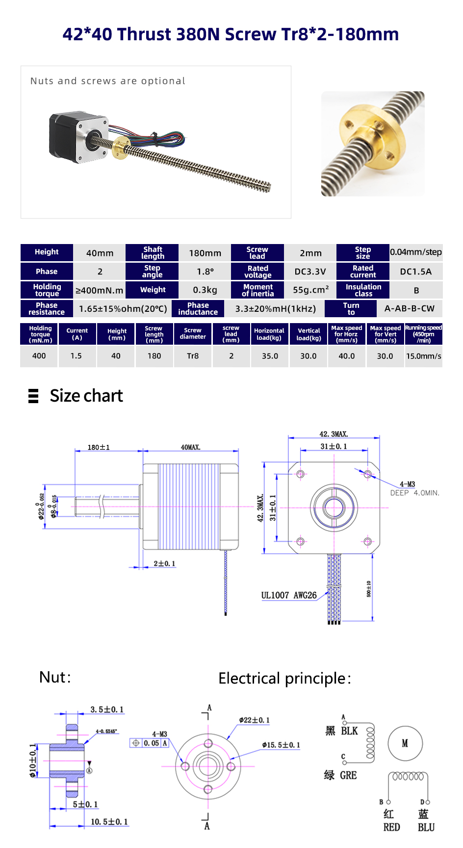 High Temperature Rise Nema 8/11/14/17/23 Micro Lead Screw Linear Actuator Stepper Motor