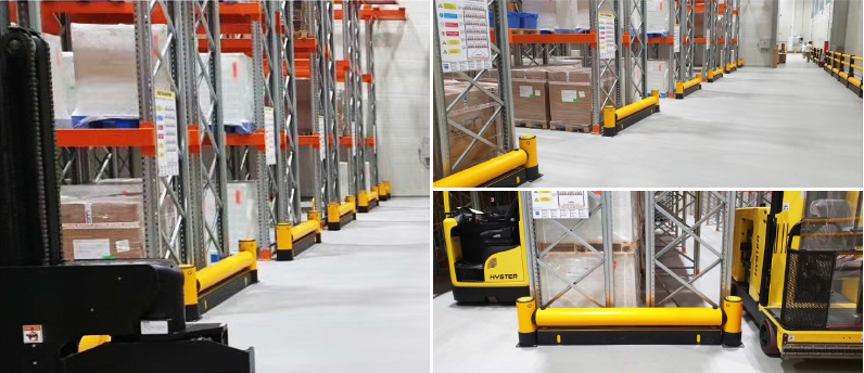 Ground Safety Barrier, Rack End Corner Protector, Warehouse Storage Rack Flexible Anti-Collision System