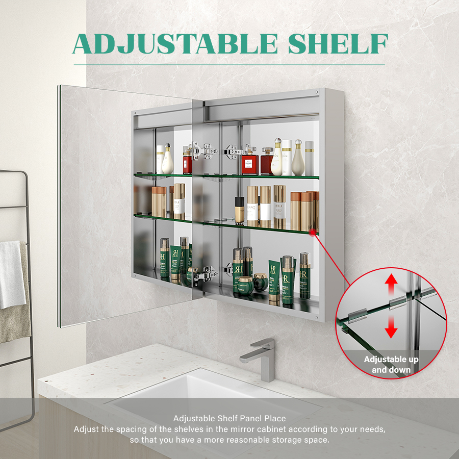 Customized Led Medicine Cabinet With Defogger Convenient Illuminated Medicine Cabinet