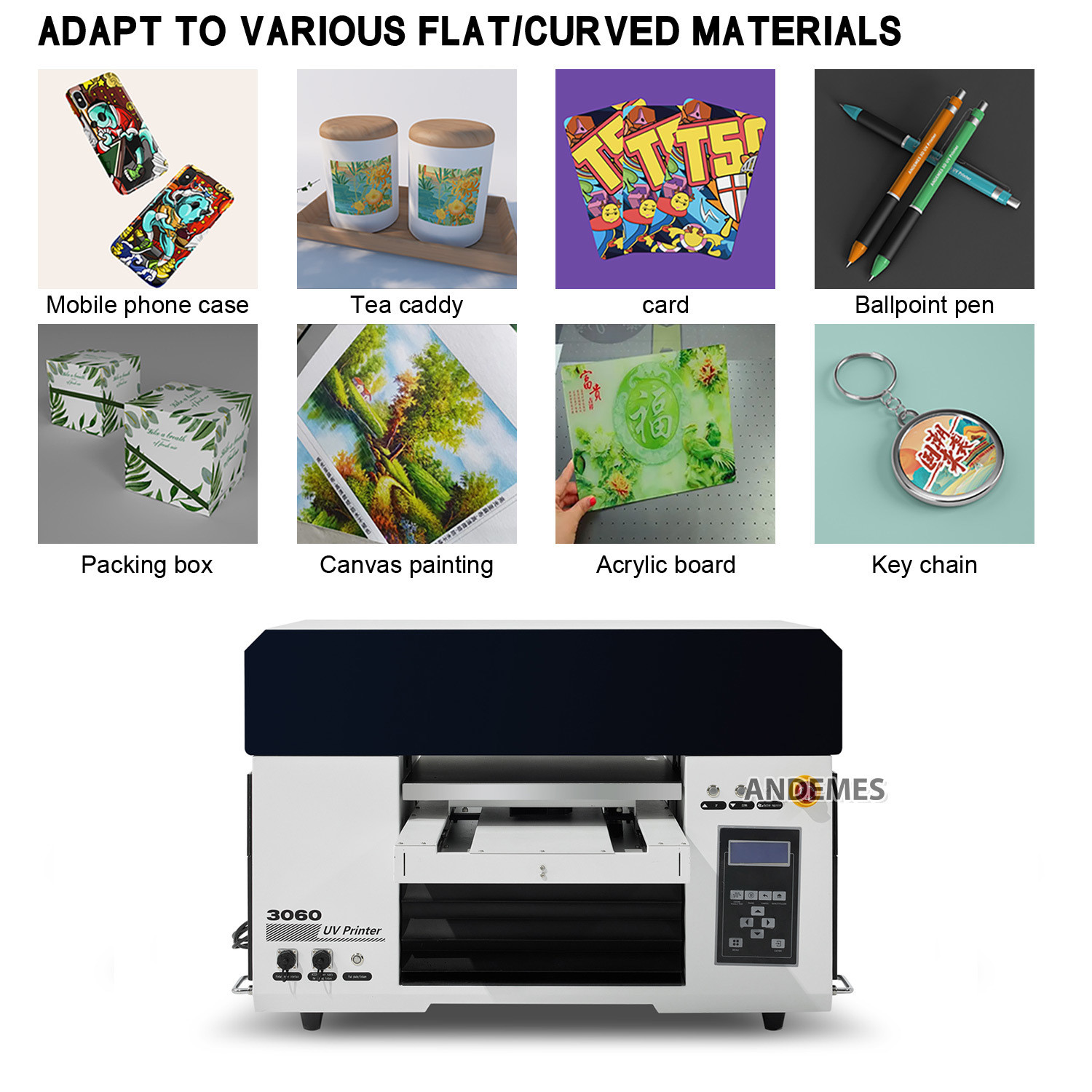 A3 30cm Xp600 CMYK White Varnish UV Flatbed Printer With Miantop Software