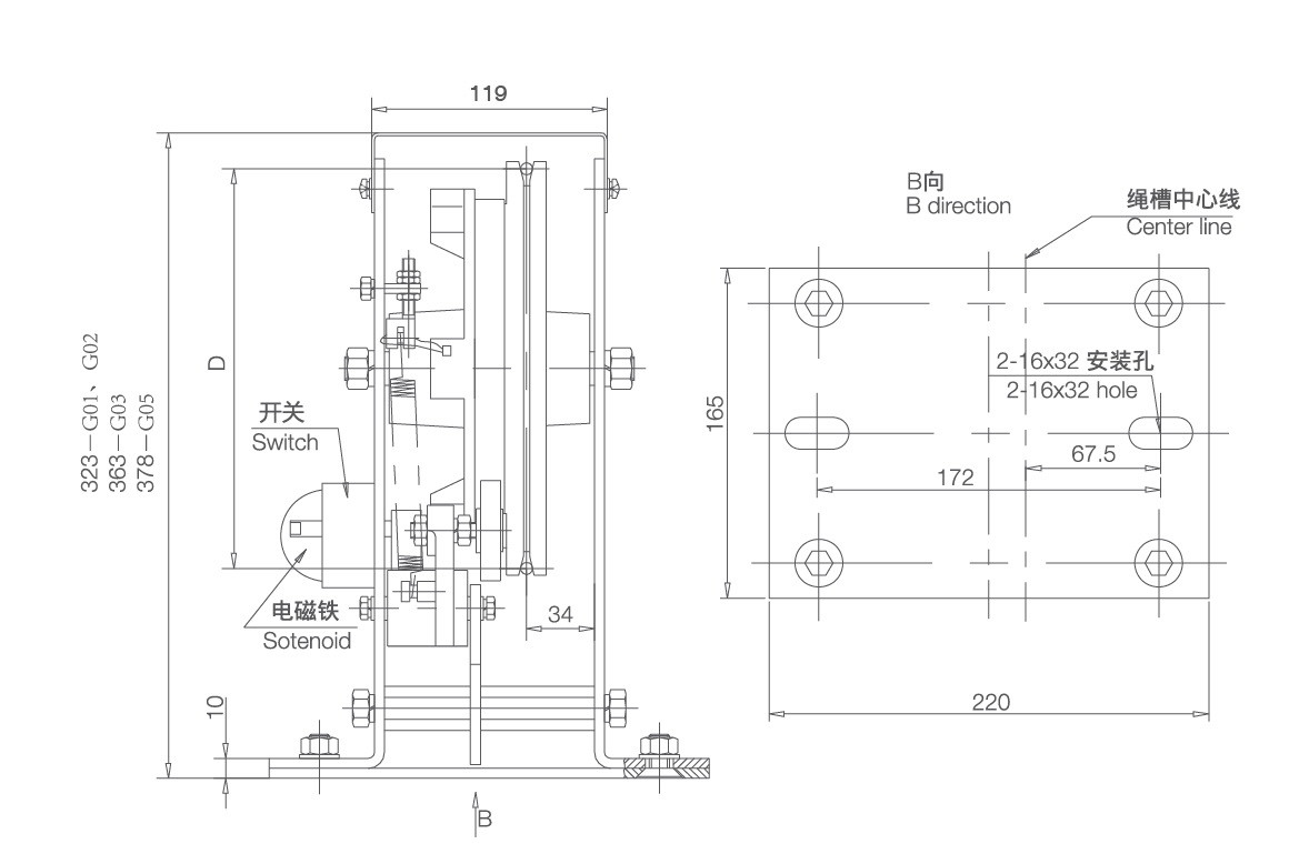 Bidirection MRL Elevator Overspeed Governor Rope Pulling Force 1000-2000N