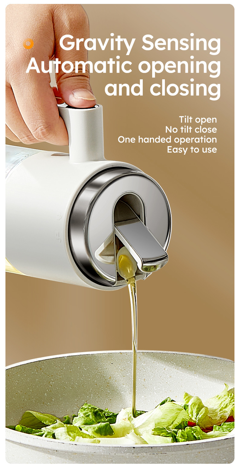 500 Ml 17oz Glass Olive Oil Dispenser Bottle Oil Pot with Handle Auto Flip Leakproof Condiment Container with Stainless Steel lid