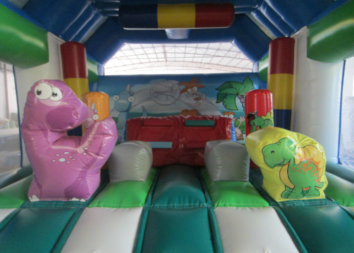 Attractive Toddler Custom Made Inflatables Dinosaur Bounce House Silk Printing