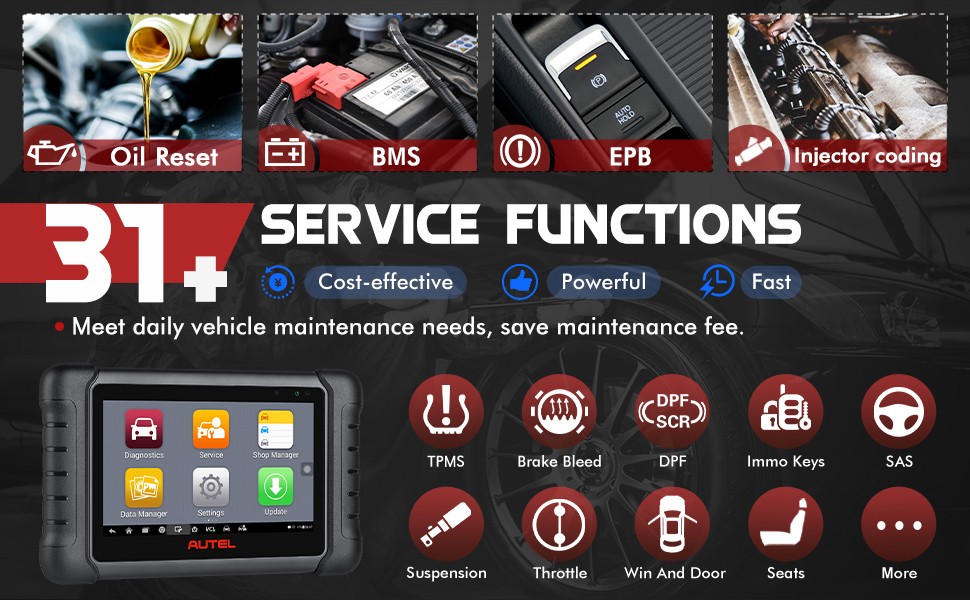 Autel MaxiPRO MP808BT Full System Diagnostic Tool with Complete OBD1 Adapters Support Wireless Upgrade Version of MP808