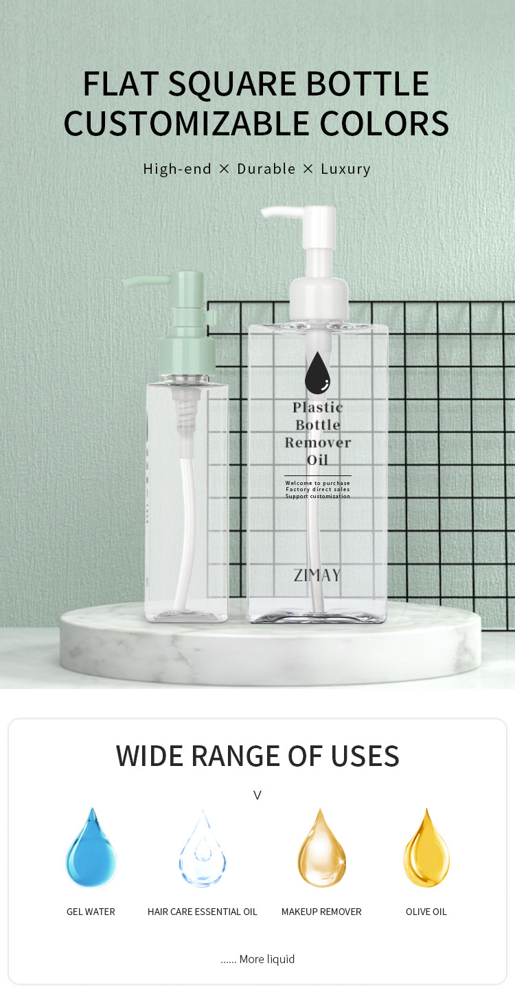 Luxury Packaging PET Lotion Pump Bottle Empty Makeup Remover Oil Bottle