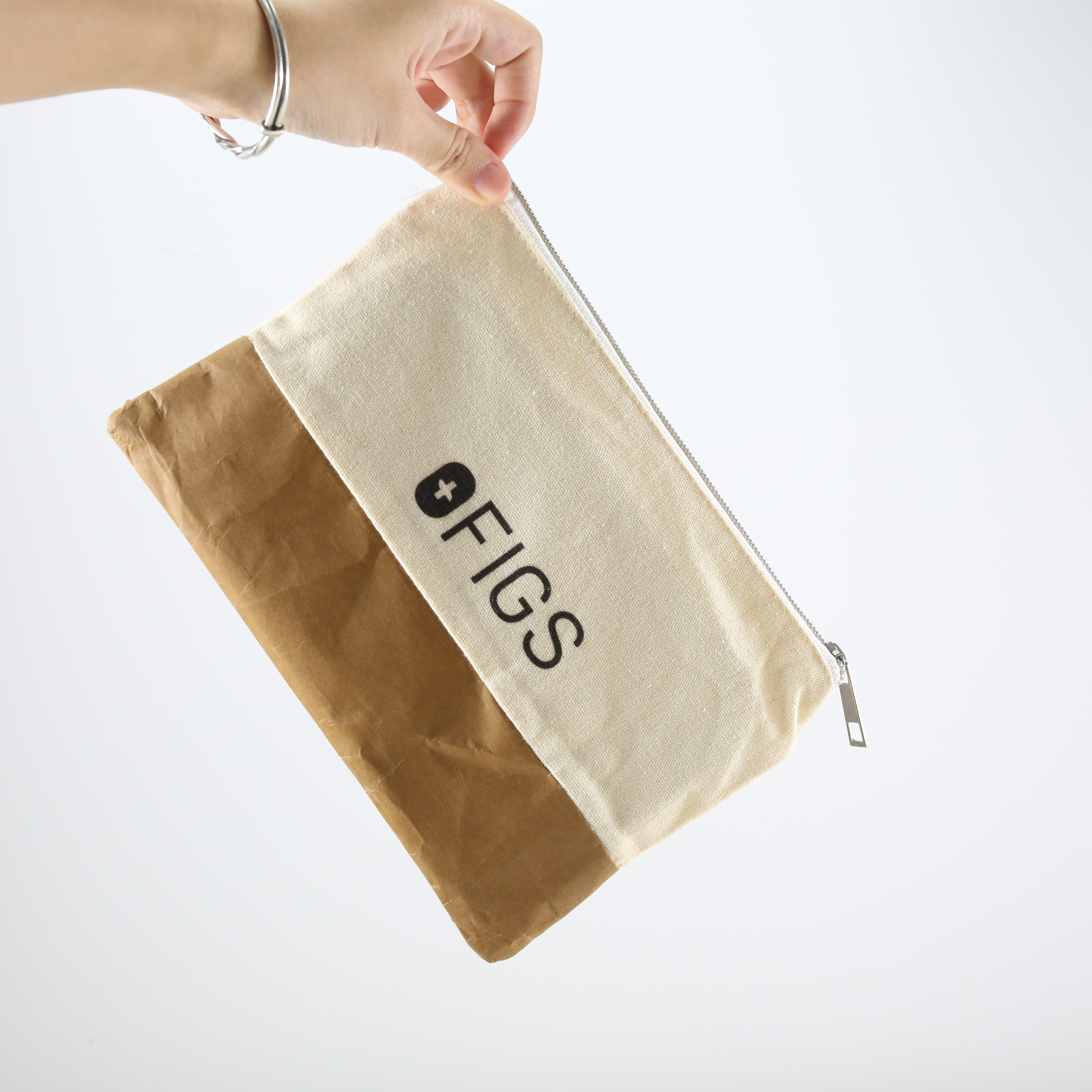 Reusable Zipper Pen Pouch with Combination Of Cloth And Kraft Paper material
