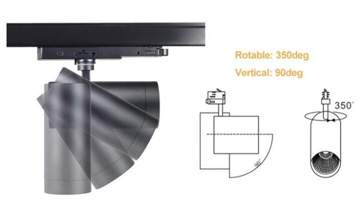 Black Aluminum 10w LED Track Spotlights With Rotatable Base , Cob LED Track Light