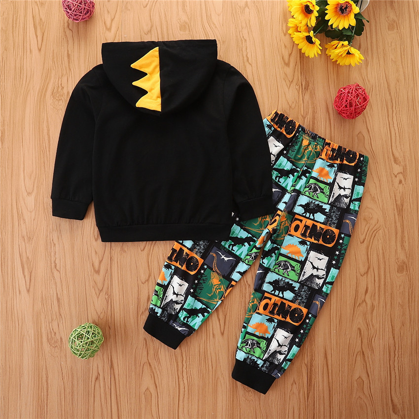 Spring Autumn Boys Casual Spring Children'S Clothing Dinosaur Printed Suit Hoodie