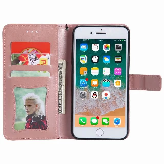 iPhone Leather Protective Case with Flower Embossed Pattern