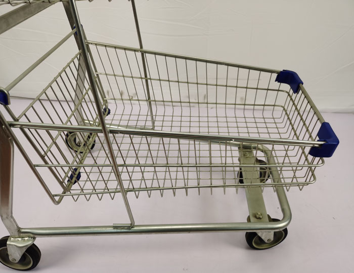 Public Service Shopping Basket Trolley Q195 Steel Double Basket Cart