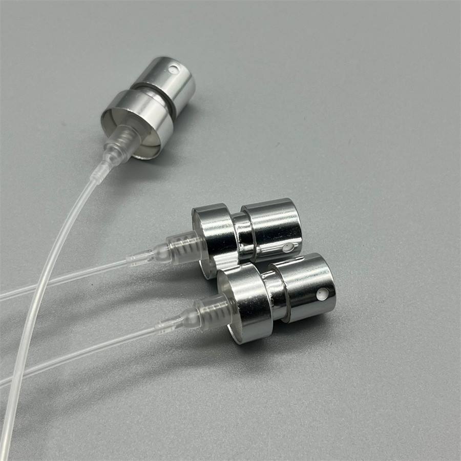 Aluminium Plastic Silver Color Perfume Pump With Cap Chic Dispenser For Perfumes