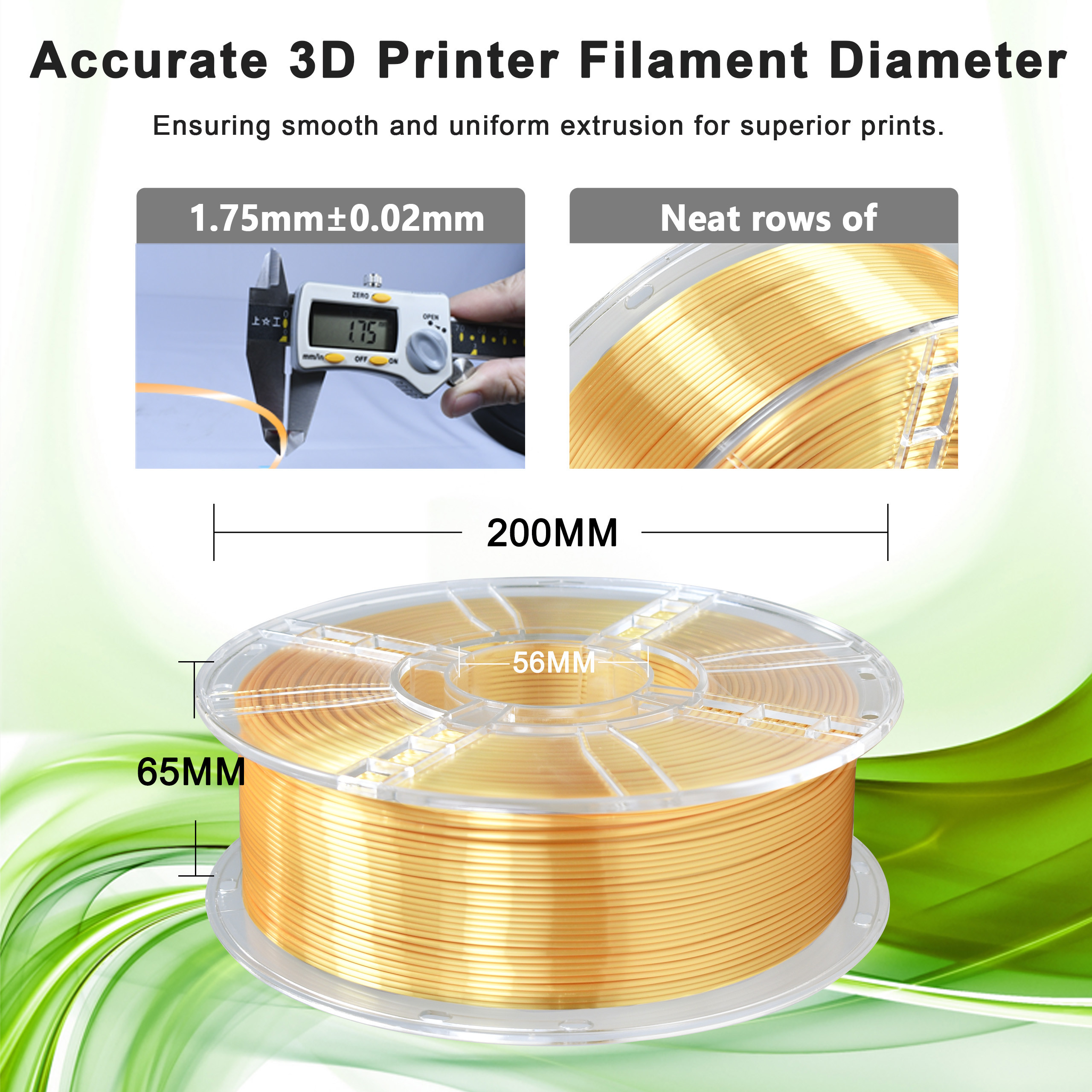 3D Printing Filament PLA Silk Light Gold Colorful 3D Printer Filament For Toughness and Durability