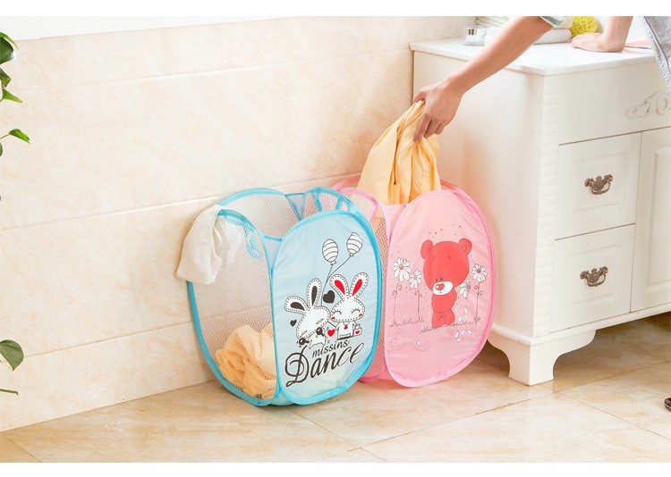 Nylon Woven Foldable Laundry Basket Mesh Pop Up Hamper