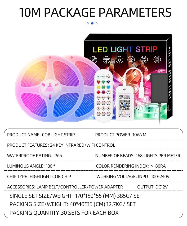 RGB WS2811 IC COB LED Strip Lights Addressable Chasing Color RGB LED Multicolored Strips for Home DIY Lighting Projects