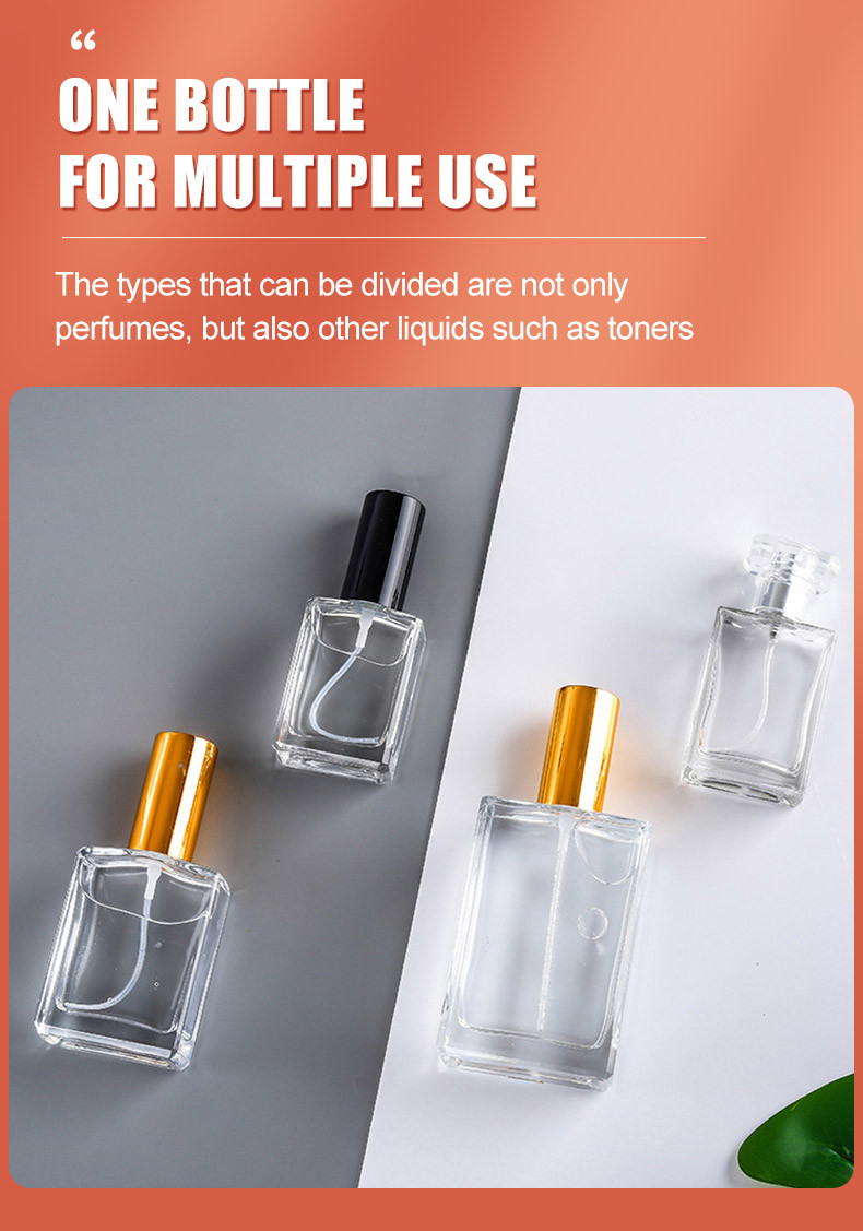 Luxury Design Glass 10ml Perfume Spray Bottle Refillable Pump Square Empty