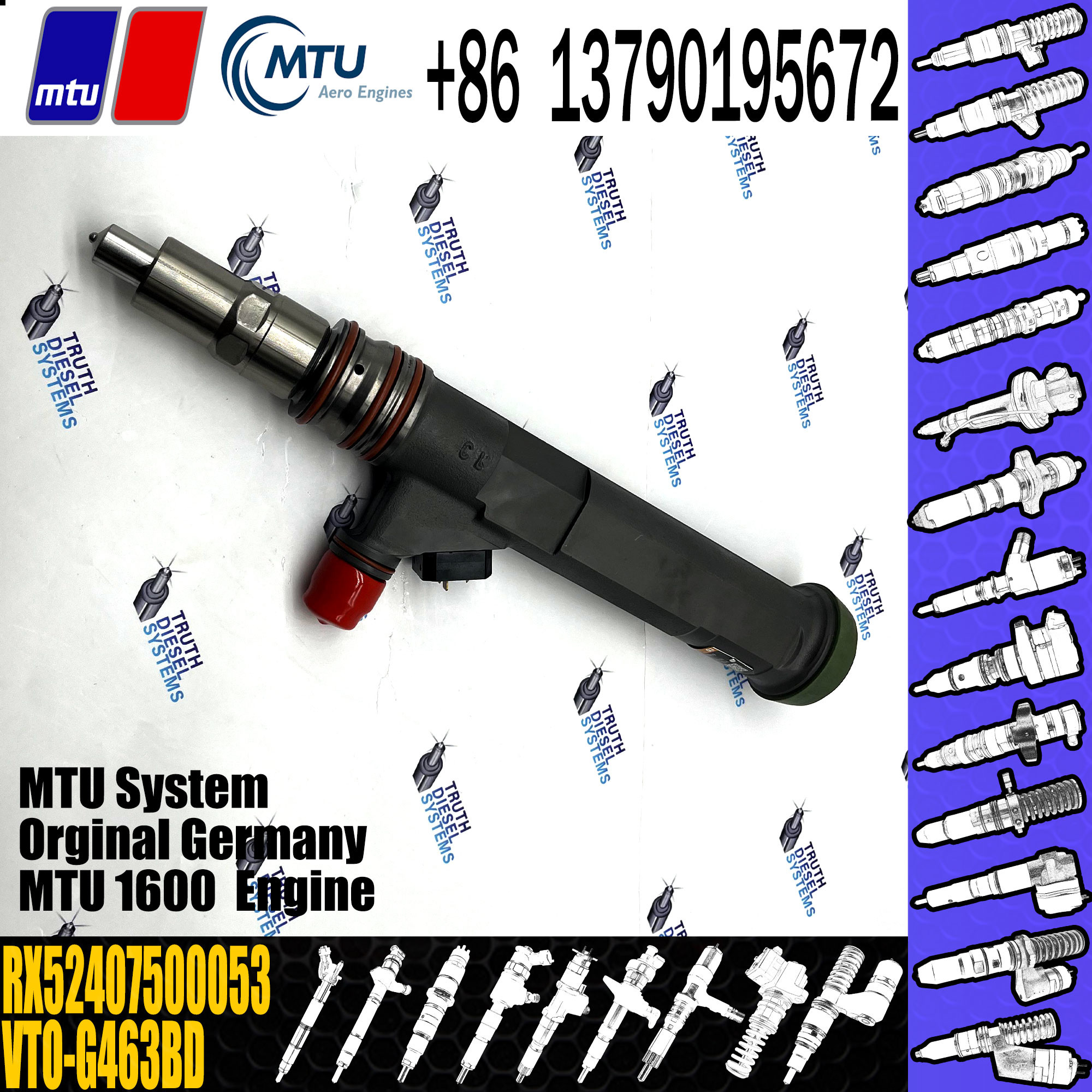 RX52407500053 Diesel Fuel Injector Common Rail Fuel Injector VTO-G463BD