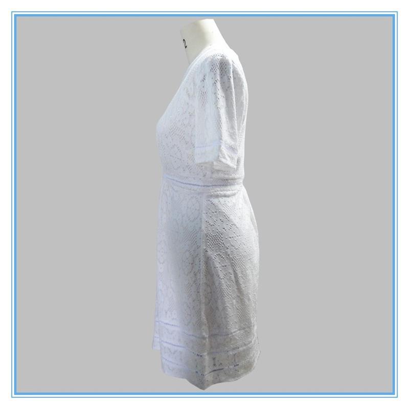 European Summer Fashion Elegant White Lace Cotton Dress Pattern Wholesale