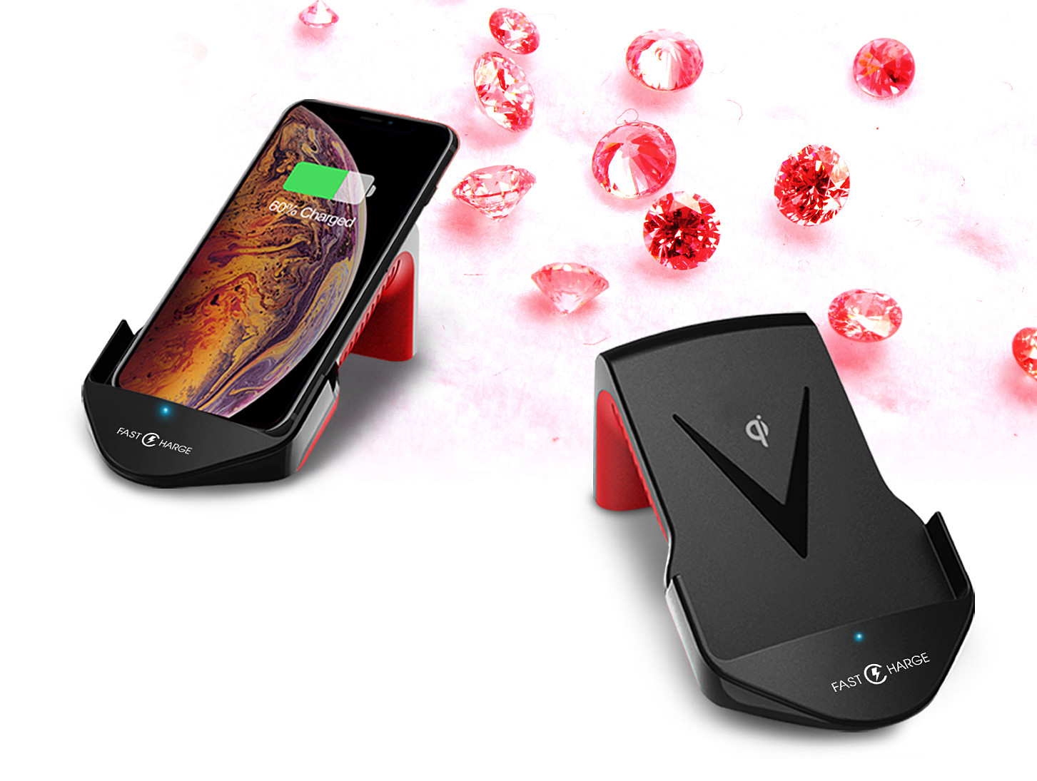 Horizontally 15w Wireless Charging Stand 147x90x63mm