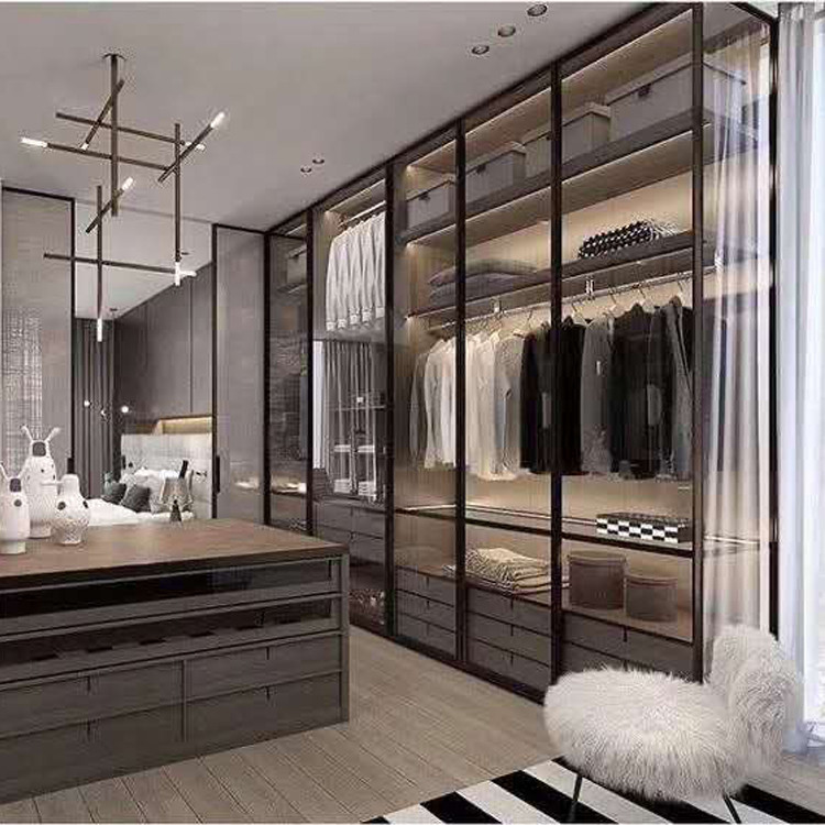 Waterproof Glass Door Wardrobes E1 16mm Carcase Thickness