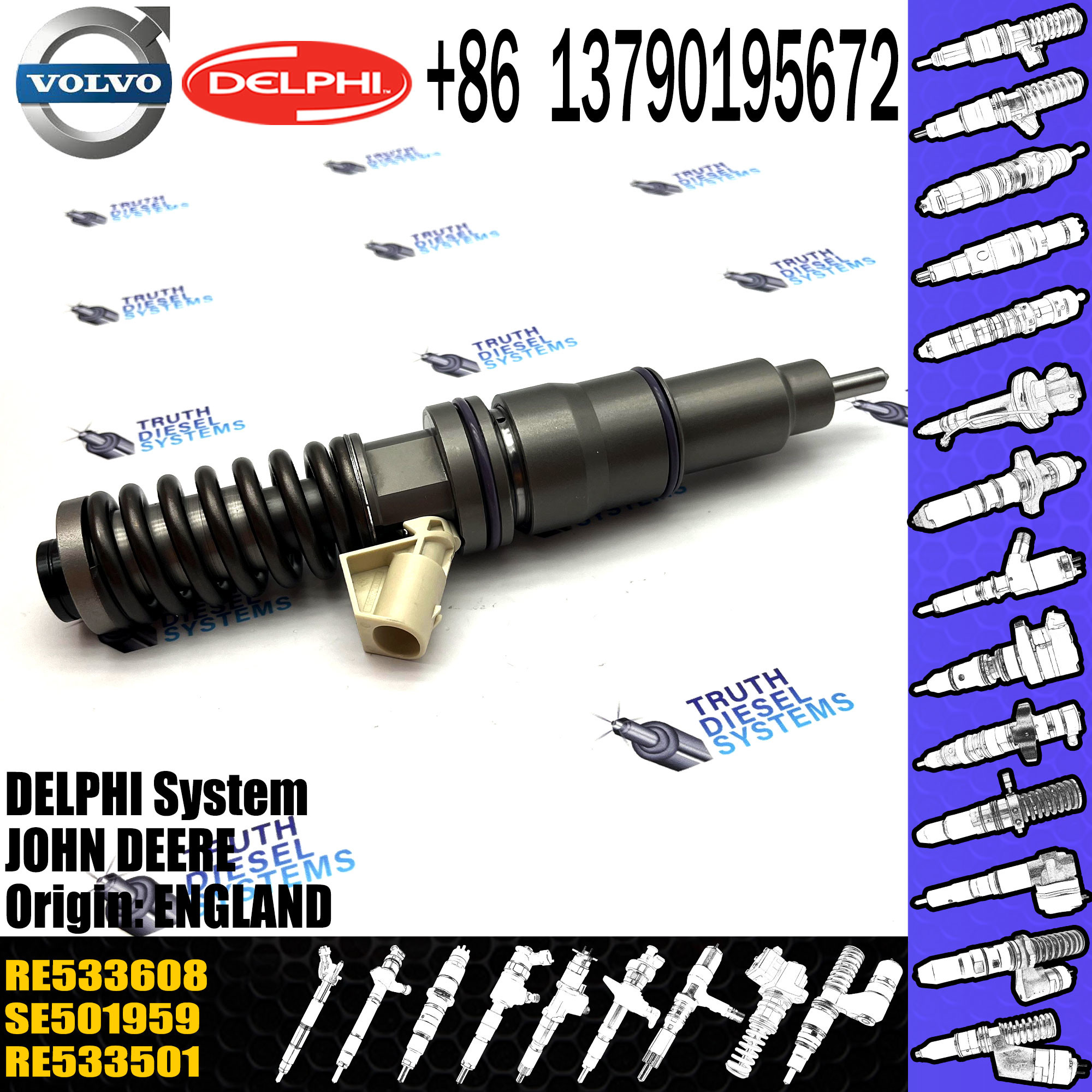 Common Rail Injector 3586247 BEBE4C15001 BEBE4C10001 RE533608 33800-82700 for VOL 9.0 LITRE TRUCK