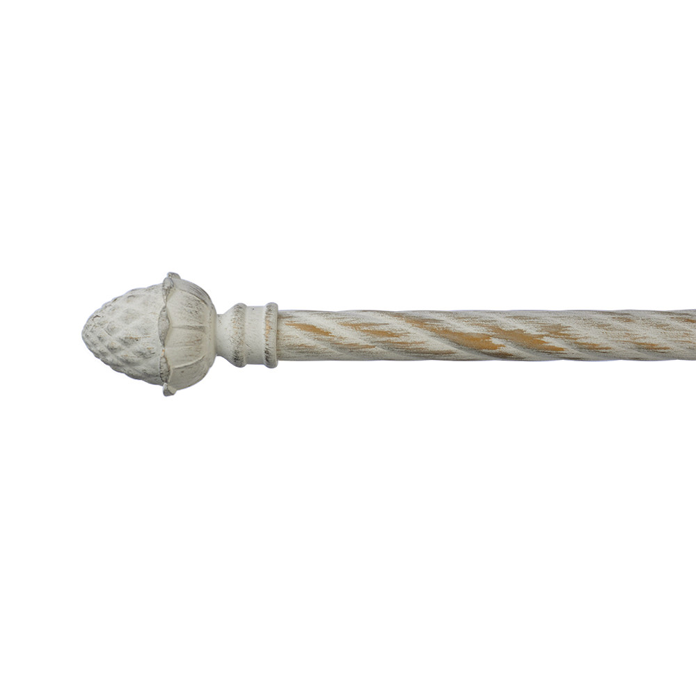 White Gold Painting Custom Curtain Rod With Aluminum Finial For Indoor Decoration