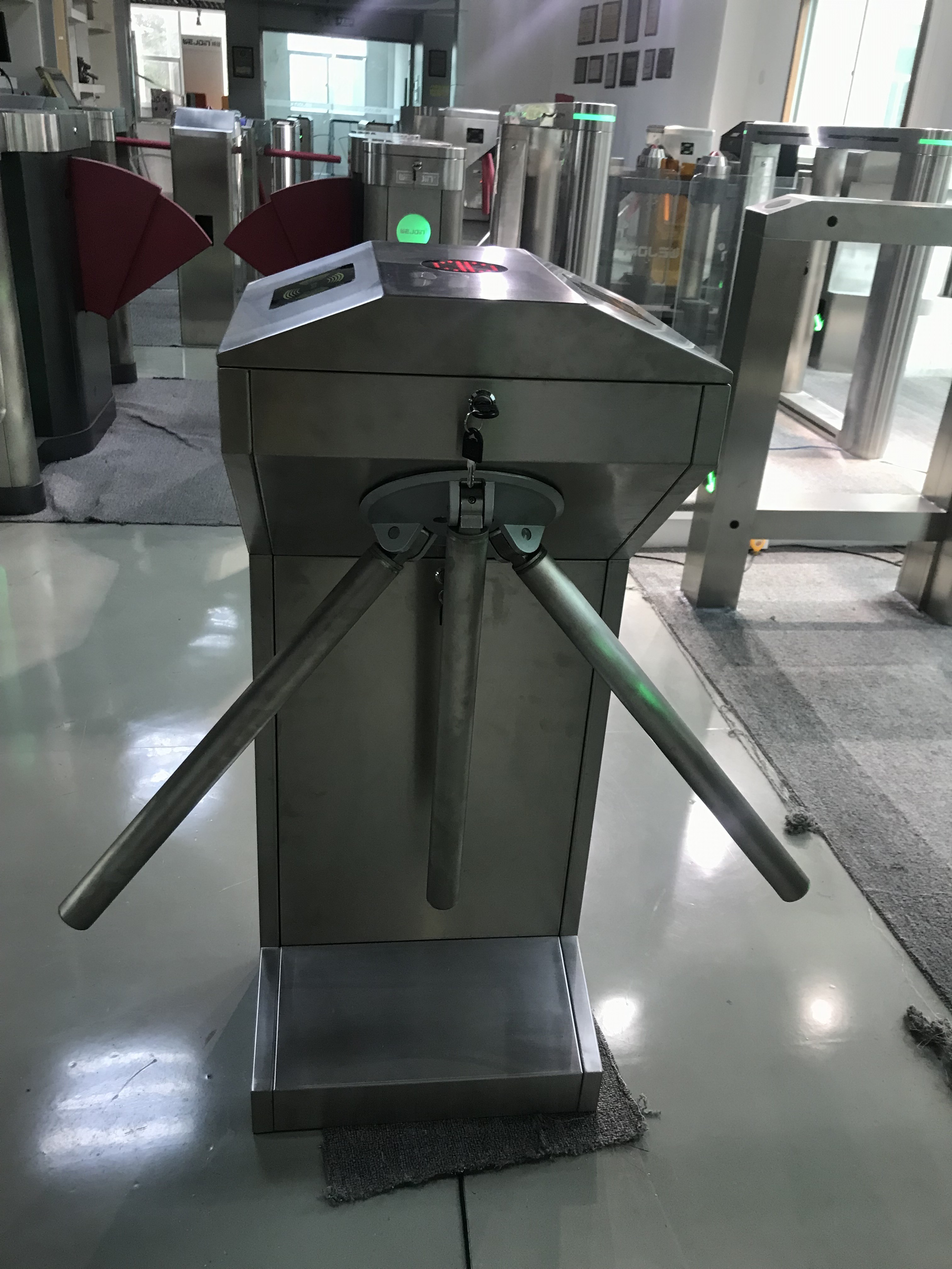 Turnstile Entrance Gate Security Systems Card Swipe Entrance / Exit Self Lock