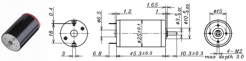 6V12V24V48V Coreless Metal Brush DC Motor D25mm L45mm Brush Metal DC Motor