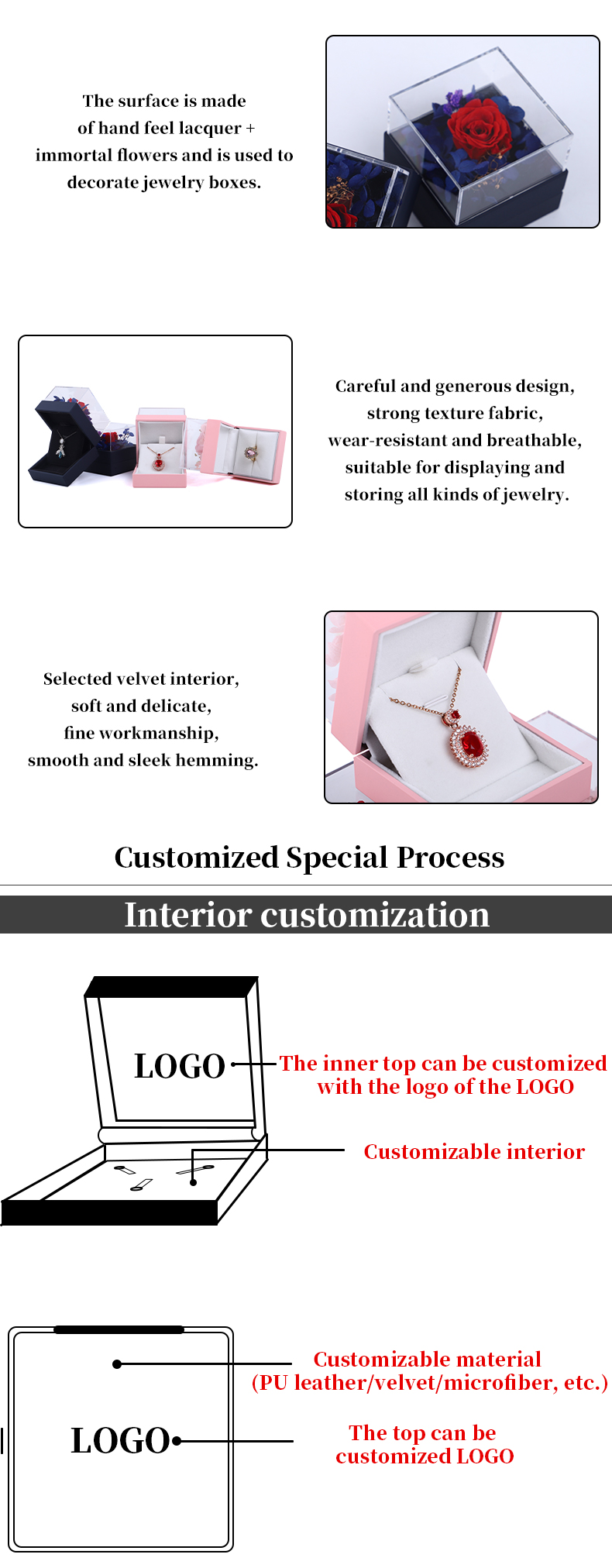 Luxury Square Rose Necklace Box Jewelry Gift Box For Captivating Presentation